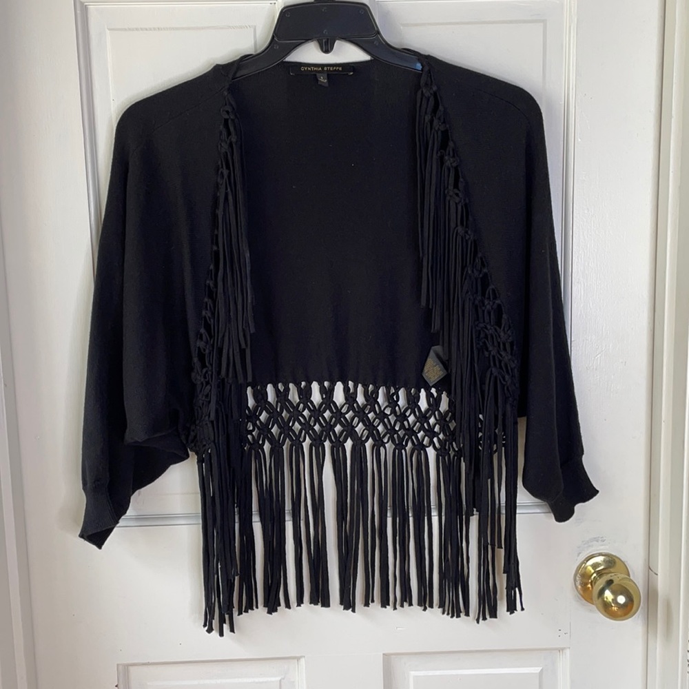 Black Fringe Cardigan